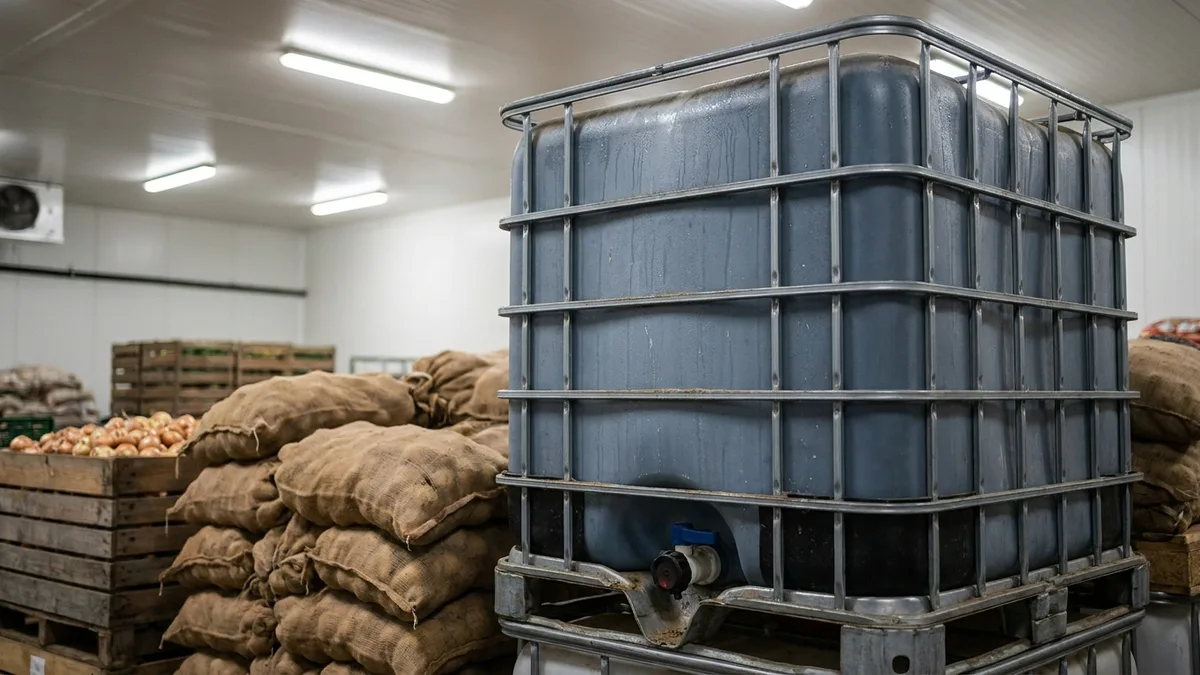 Lid for Euro Bulk Container (IBC) in use