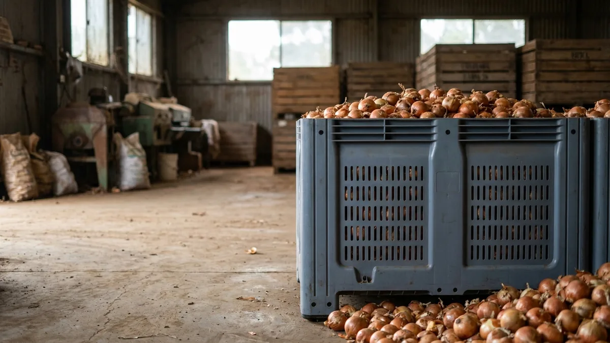Folding Vented Jumbo Bulk Container (IBC) in use