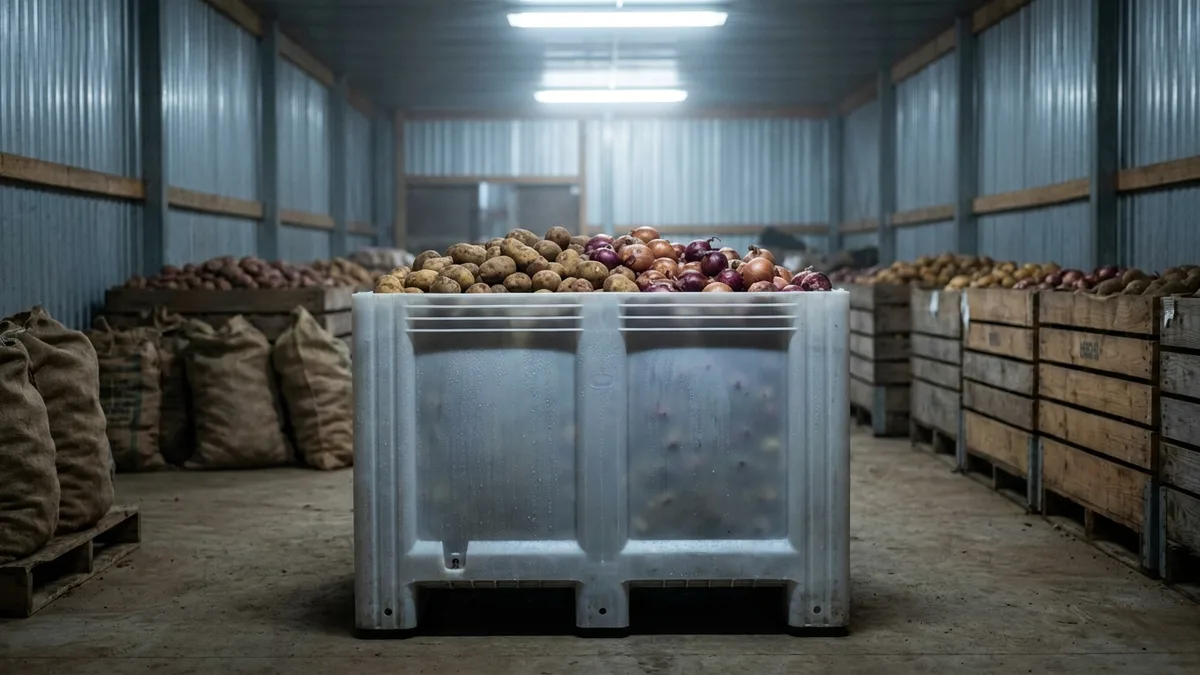 Vented Euro Bulk Container in use