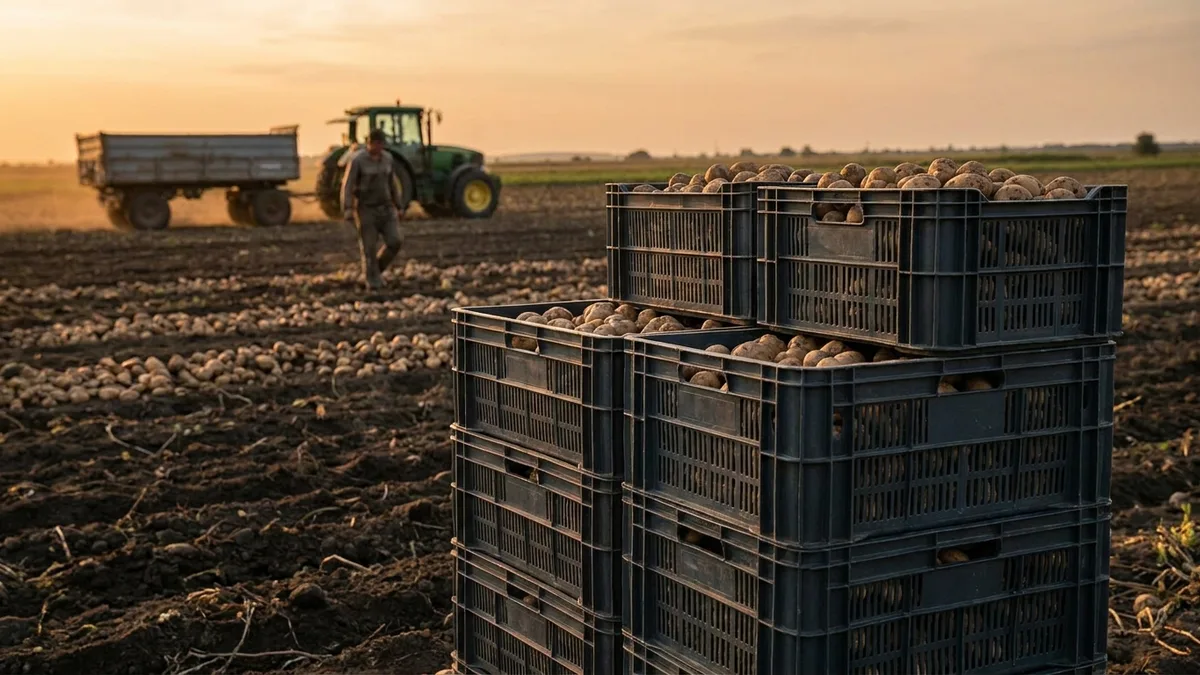 Vented Plastic Crate in use