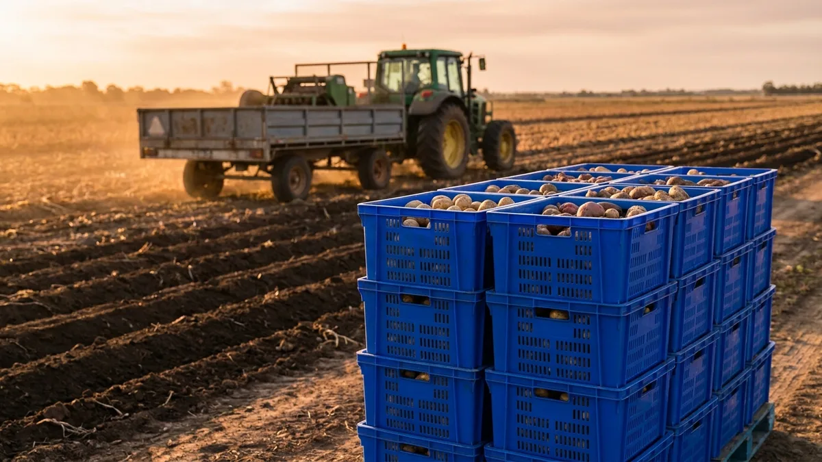 Vented Plastic Crate in use — A regional Australian produce marketing group