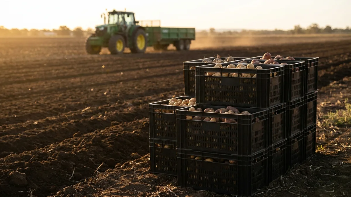 Folding Vented Plastic Crate in use