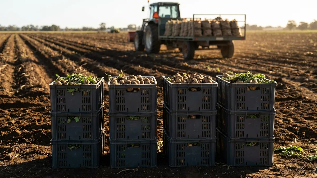 Folding Vented Plastic Crate in use