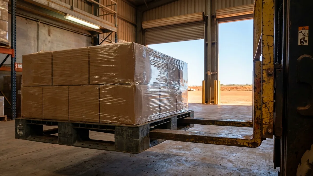 Medium Duty Used Plastic Pallet in use