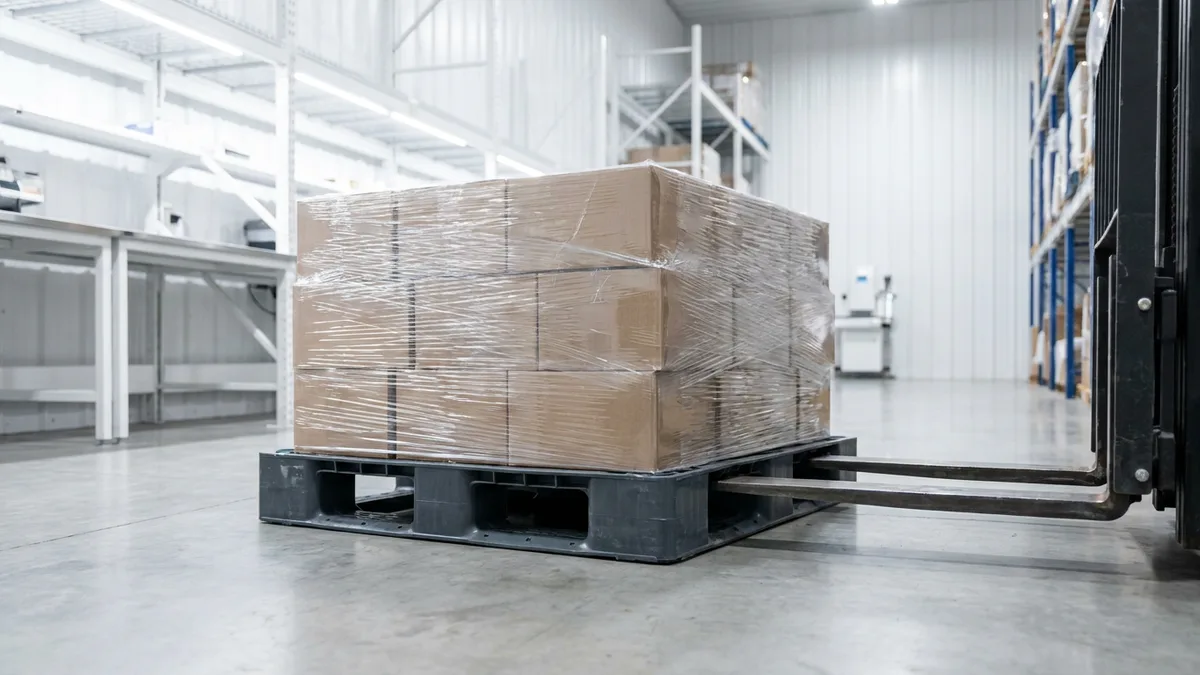 Medium Duty Euro Plastic Pallet in use