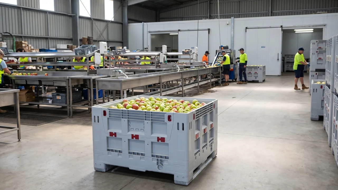 Folding Solid Bulk Container (IBC) in use