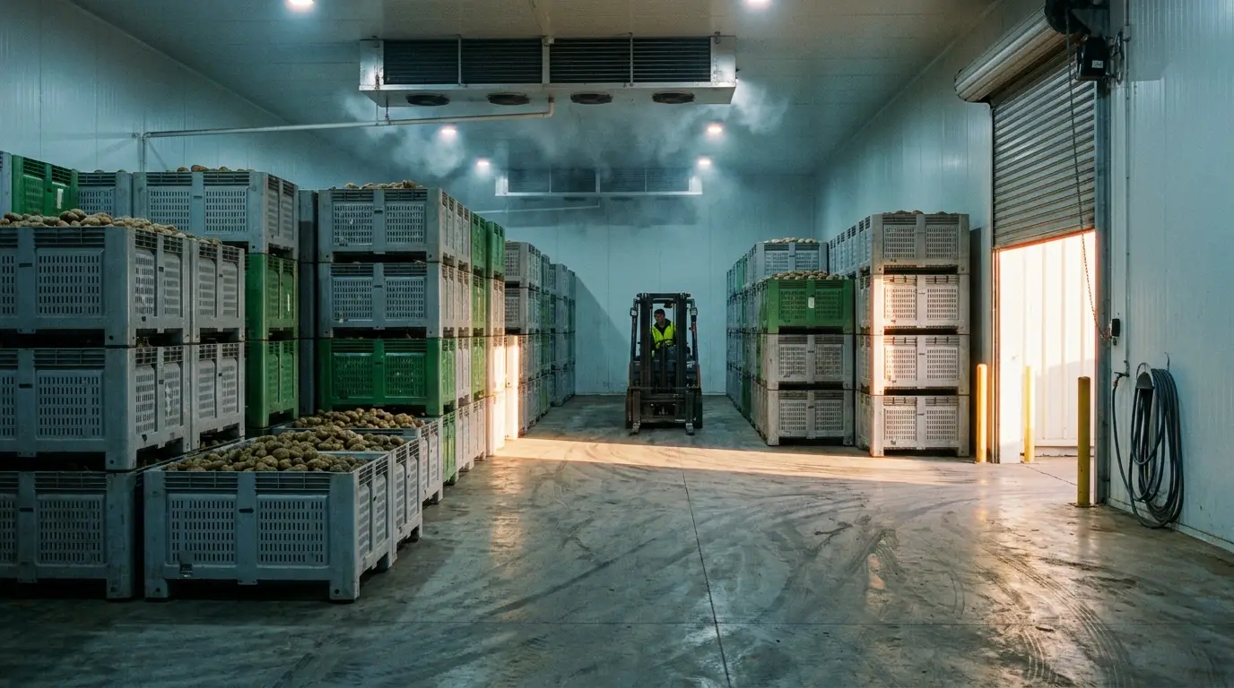 Cool-room bin stacking: airflow, bin feet and how high is safe