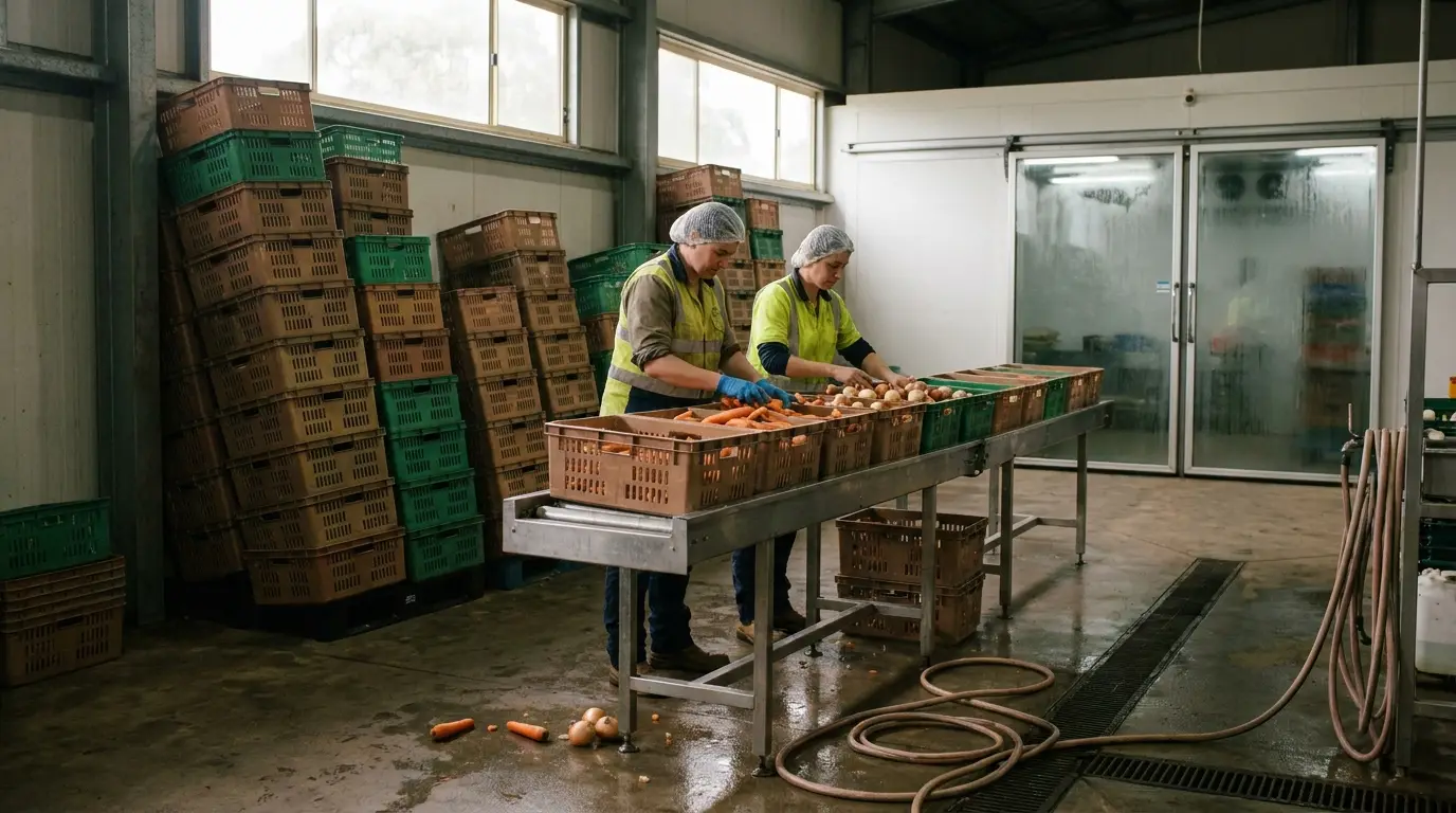 Choosing crates for a packhouse grading line: nest ratio, hygiene & throughput